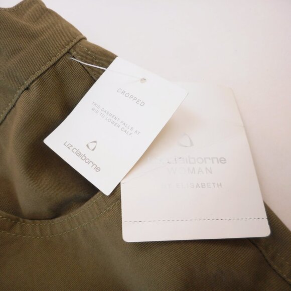 NWT Liz Claiborne Womens Size 14W Cropped Pants Olive Green High Rise Vintage - Picture 8 of 11